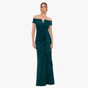 Jenine Off-the-Shoulder Crêpe Gown Xscape -worn 1x